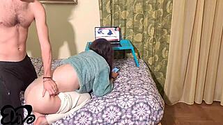 this stud fucks me doggystyle while i moan watching old hot clips