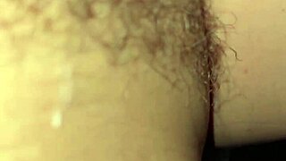 You massage my oiled hairy pussy then cum on bush pov