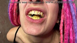 teasing beauty dives into gigantism eating fetish roleplay