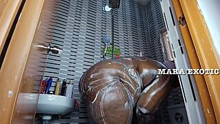 ebony nigerian couple shower doggystyle pounding mara exotic 💦🍫