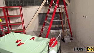 Slutty worker fucks boss publicly while boyfriend watches!