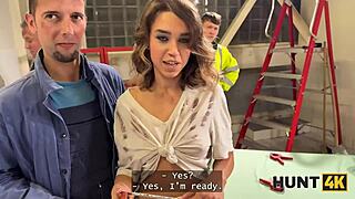 Slutty worker fucks boss publicly while boyfriend watches!