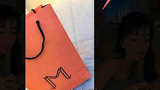 latina flashes cameltoe in store, toys with bbc blowjob