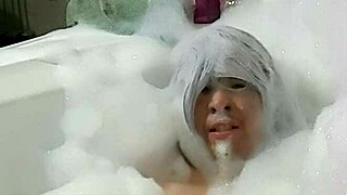 cyno slips into bubbly cosplay bath for solo tease