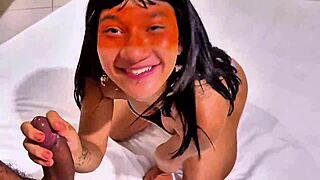 tiny brazilian kuruminha chokes on cock and rides it deep backstage free version