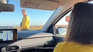 Beautiful Brunette Flashes Tits Teasing Outdoors in Mountains