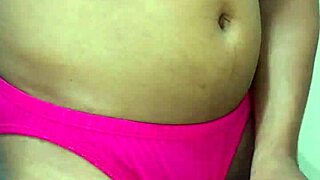 trans sissy sniffs panties while stroking cock teasingly