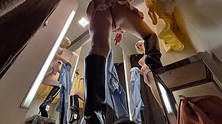 WOW, HOT BLONDE FLASHES WET PUSSY IN SEE-THROUGH TRY-ON HAUL ON HIDDEN CAM!