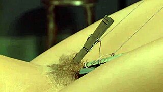 bound blonde gags on monster cock during brutal bdsm whipping