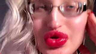 big lips long tongue lipstick gloss dirty cuck joi talk