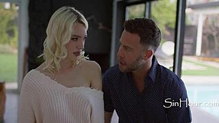 Blonde wife cheats crying in cinema taboo with stranger