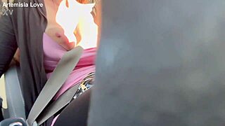 Artemisia Love Flashes Massive Tits in Horny Car Ride