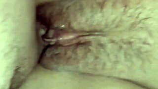 my hairy wet pussy takes a thick cock and hot creampie load homemade