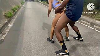 desperate wife flashes pussy outdoors then fucks stranger while hubby hugs