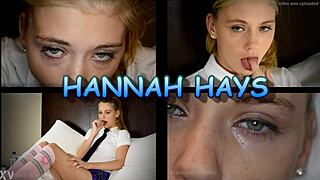 Eighteen year old blonde student Hannah Hays models uniform POV
