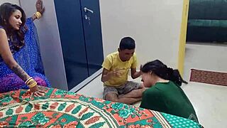 Skinny boy ravaged by two desi girls in amateur ffm threesome