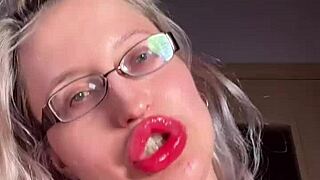 big lips long tongue lipstick gloss dirty cuck joi talk