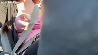Artemisia Love Flashes Massive Tits in Horny Car Ride