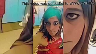 hot shemale strips underwear teasing nude in bathroom mirror