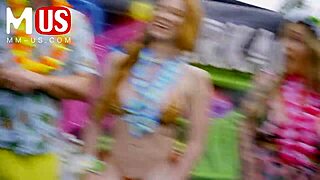 jerkaoke orgy explodes with madison morgan and rosalyn sphinx handjobs blowjobs