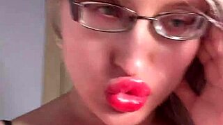 big lips long tongue lipstick gloss dirty cuck joi talk