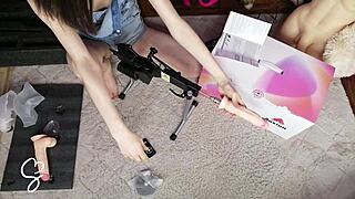 Petite Sarah Sue Unboxes Hismith Auxfun Fuck Machine for Intense Play