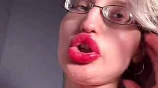 big lips long tongue lipstick gloss dirty cuck joi talk