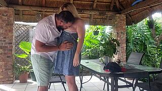 i creampie fuck busty wife on balcony secretly