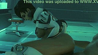 Overwatch slut takes anal footjob cum in every hole 3some