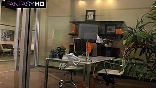 Lily Carter rides boss cock after hours bent over