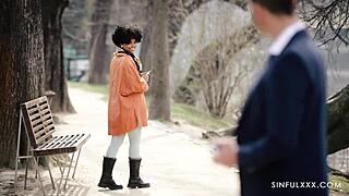 first sight interracial fuck with juicy ebony tight pussy deepthroat big black cock!