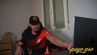 girlfriend teases working boyfriend into passionate cowgirl ride