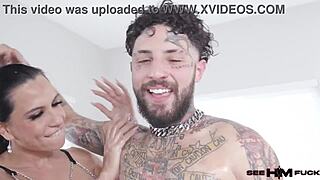 wanna see tatted tommy drown in sandy love's sloppy milf footjob and ass worship?