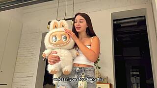 guy fucks petite brunette and creampies her tight pussy