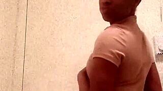 black babe flaunts chocolate ass in bathroom damn