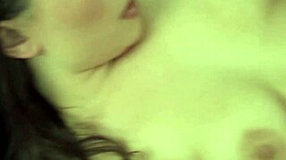 brunette milf fingers shaved ass in stockings heels