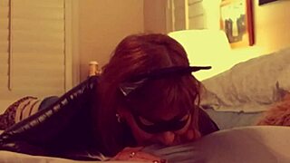 Granny catwoman deepthroats batman in corset fishnet cosplay suckfest