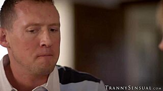 Old stud pierces shemale Erica Cherry's tight butt deeply