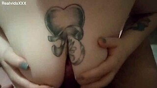 chubby tattooed wife gulps milk then deepthroats cock swallows thick cum 😋💦