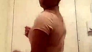 black babe flaunts chocolate ass in bathroom damn