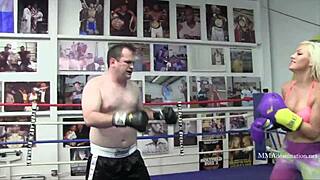 Blonde Bombshell Bimbo Dominates In Mixed Boxing