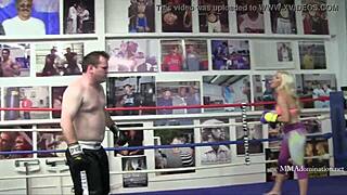 Blonde Bombshell Bimbo Dominates In Mixed Boxing