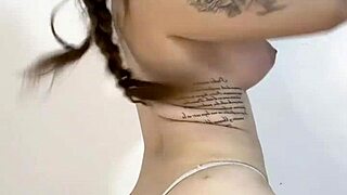 shy latina strips lingerie to flash her huge bouncing tits