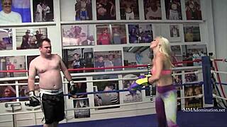 Blonde Bombshell Bimbo Dominates In Mixed Boxing
