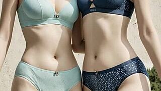 Want cute lesbians teasing in sexy underwear play?