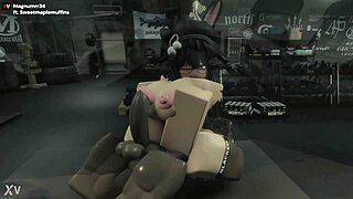 roblox slut gets wrecked by thick black cock during intense workout