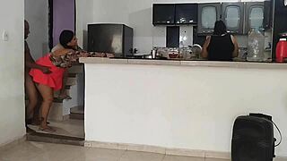 perverted guy secretly fucks curvy babe nearby twin