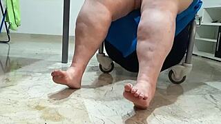 coolmarina comes home tired i massage with hard-boiled eggs on floor
