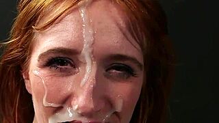 horny kitten slurps jizz facials swapping every sticky load