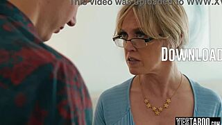 Pervert guy tempts busty mature milf to suck fuck doggystyle in garage